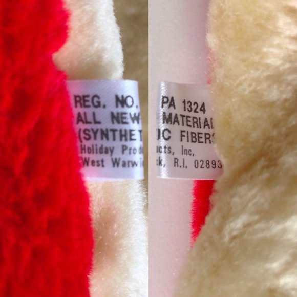 Vintage Plush Teddy Bear Christmas Stocking with Santa Hat - Picture 7 of 8